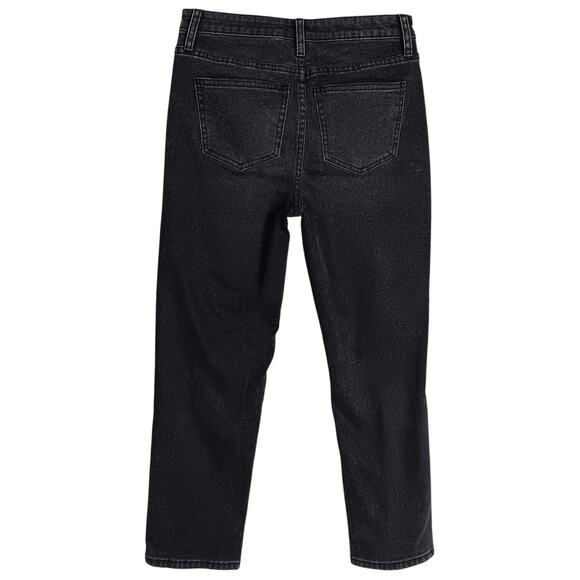 Stitch Star Distressed High Rise Jeans Size Large Washed Black 5 Pockets - Picture 3 of 8